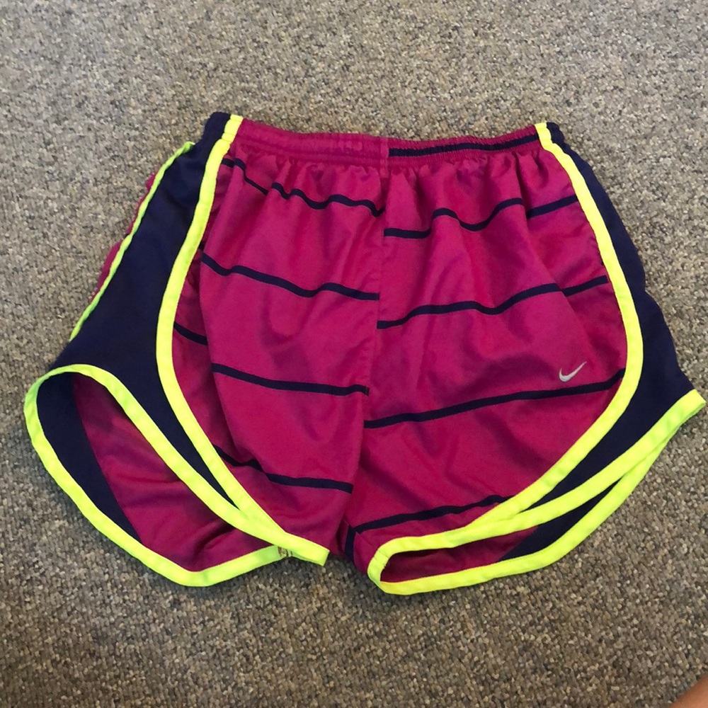 Pink, purple, and neon yellow xs Nike shorts!